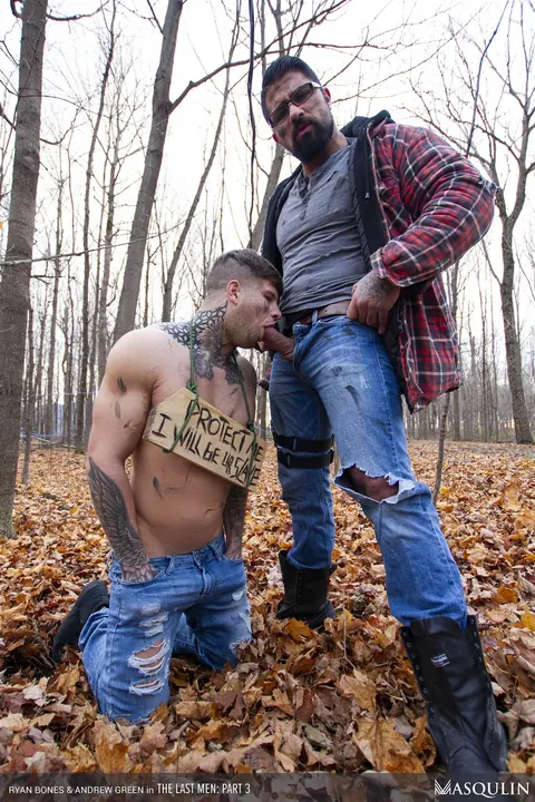 Two Muscular Tattooed Men Fuck Missionary in the Woods – photo 8 of 21