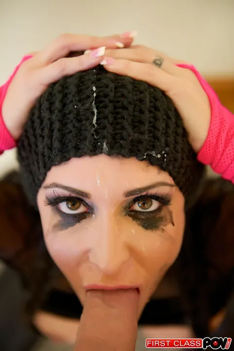 Jessica Jaymes: Thick Brunette MILF in Pigtails Sucks and Strokes Cock in POV – photo 18 of 18