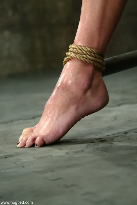 Short-Haired Blonde in Bondage Sucks Cock While Restrained – photo 8 of 21