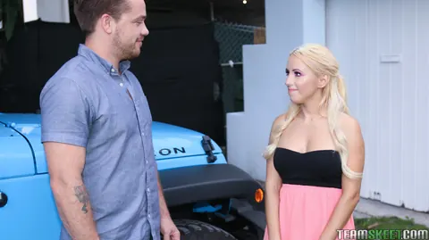 Aspen Romanoff: Blonde with Big Fake Tits Rides Cock and Spreads Wide – photo 2 of 21