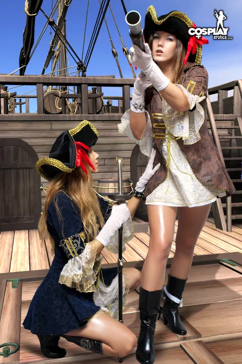 Angela Blanche: Thick Busty Brunette in Boots, Skirt and Costume Kisses Partner – photo 3 of 12