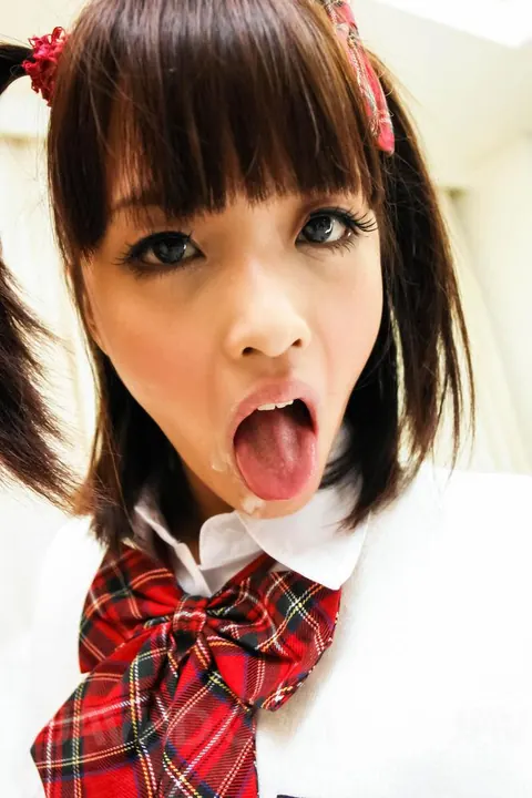 Rin Yuzuki: Asian Brunette in Uniform Has a Threesome and Swallows Cum – photo 15 of 15