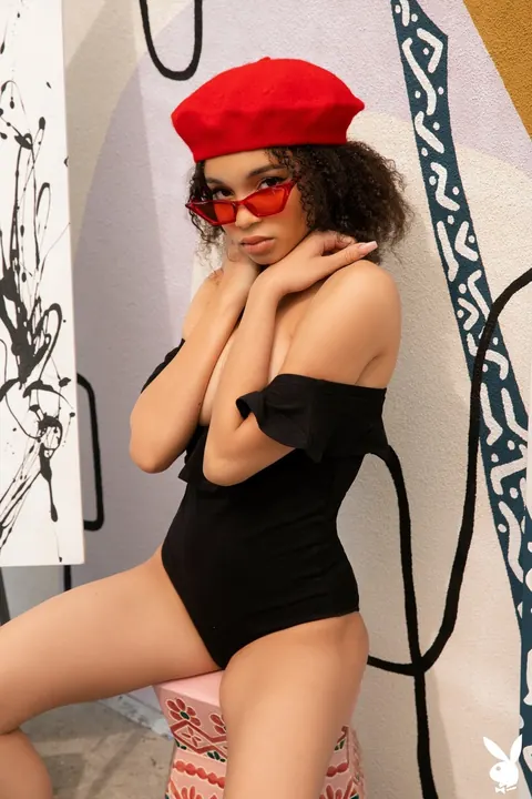 Petite Ebony Brunette in Glasses Strips to Show Her Big Tits – photo 2 of 20