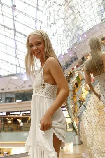 Blonde PAWG Flashes Lacy Panties in Public