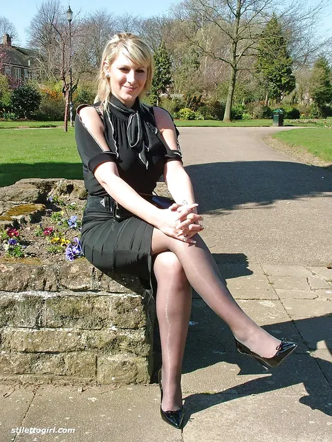 Demi Scott: Blonde PAWG Poses in a Skirt and High Heels Outdoors – photo 7 of 16