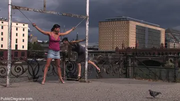 Tall Czech PAWG in a Skirt Gets Bound and Fucked Outdoors