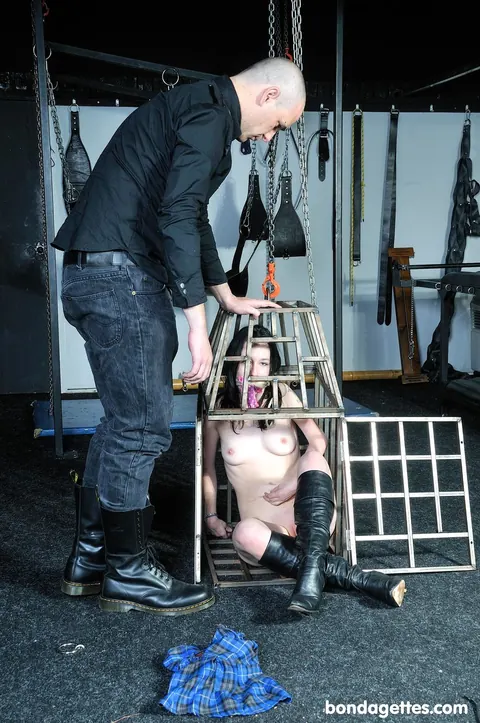 Fae C: Brunette in Boots Bound and Caged in Bondage – photo 6 of 21