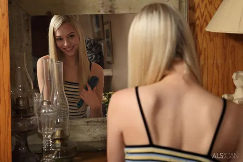 Lily Larimar: Slim Blonde Spreads Her Pussy Wide and Fingers Herself – photo 2 of 16
