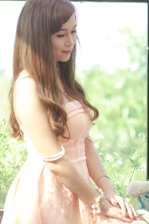 Petite Asian Redhead Teases in a Dress at the Piano Outdoors – photo 21 of 21