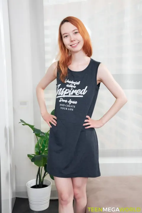 Emily A: Petite European Redhead Toys Her Shaved Pussy – photo 2 of 21
