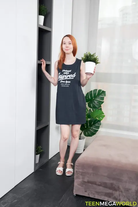 Emily A: Petite European Redhead Toys Her Shaved Pussy – photo 1 of 21