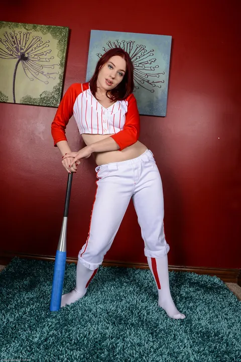 Jessica Ryan: Petite Redhead in Socks Strips and Spreads Her Hairy Pussy – photo 1 of 21