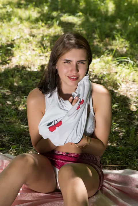 Zhenya Mille: Slim Brunette PAWG with Small Tits Strips Out of Her Panties – photo 4 of 21