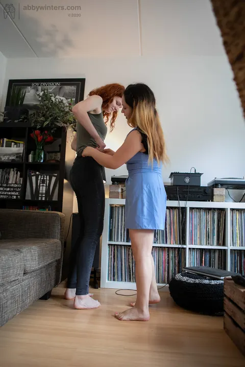 Spanish Blonde and Australian Redhead Kiss in Jeans and Panties – photo 16 of 21