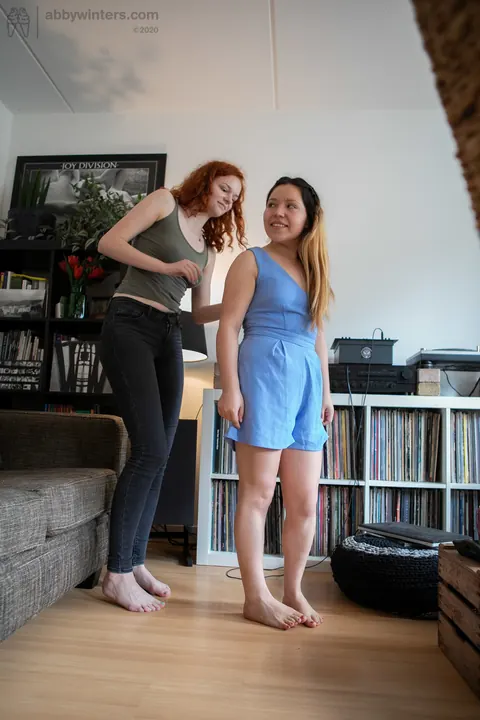 Spanish Blonde and Australian Redhead Kiss in Jeans and Panties – photo 19 of 21