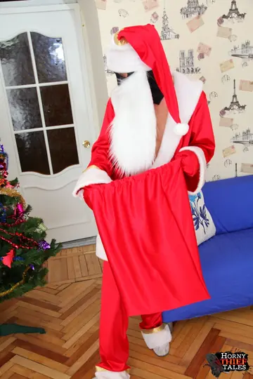Thick European Brunette in a Santa Skirt Rides for a Cumshot