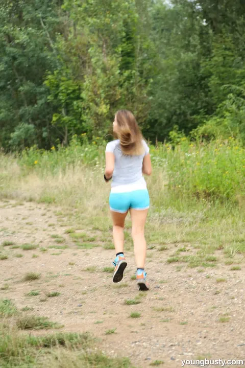 BBW in Shorts Fingers Her Pussy in the Forest – photo 21 of 21
