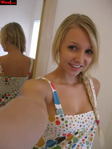 Blonde Amateur in Panties Takes Selfies with Her Phone