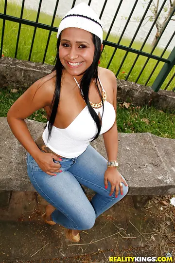 Brazilian MILF in Heels Oils Her Natural Tits Outdoors