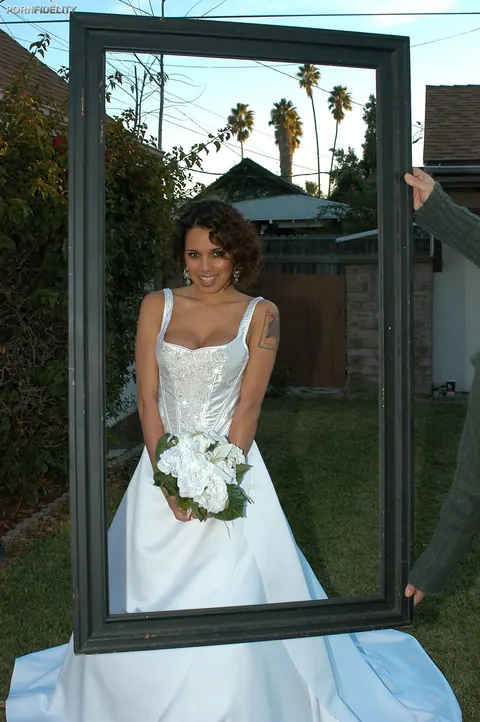 Renae Cruz: Petite Latina Flashes Big Tits and Kisses Two Men on Wedding Day – photo 5 of 16