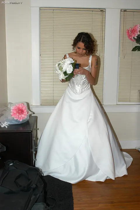 Renae Cruz: Petite Latina Flashes Big Tits and Kisses Two Men on Wedding Day – photo 6 of 16