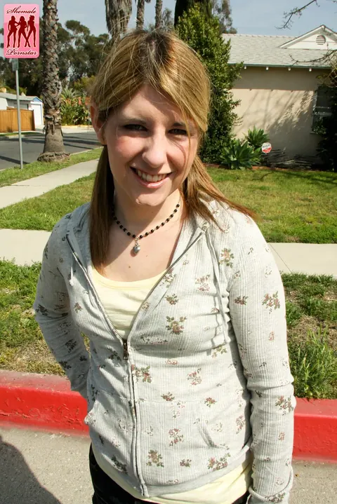 Trans Woman Strips Outdoors for a Blowjob and a Cumshot – photo 2 of 16