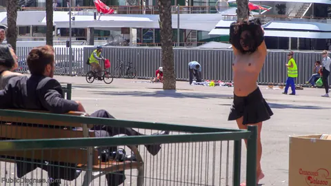 Melody Petite: Slim Latina Brunette Restrained and Spread Outdoors for Group BDSM Cum – photo 5 of 21