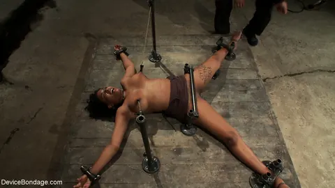 Mia Stiletto: Tall Ebony Sub in Metal Bondage Takes a Vibrator in Heels – photo 15 of 21