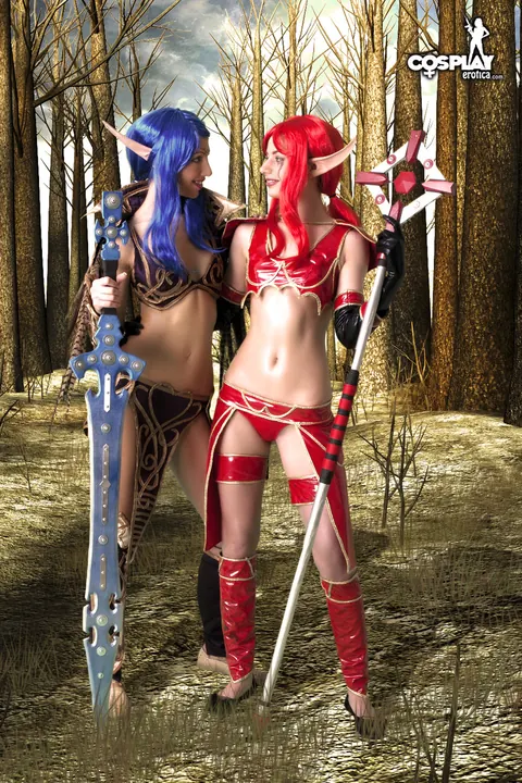 Two Thick Women in Costumes Finger and Lick Each Other – photo 2 of 12