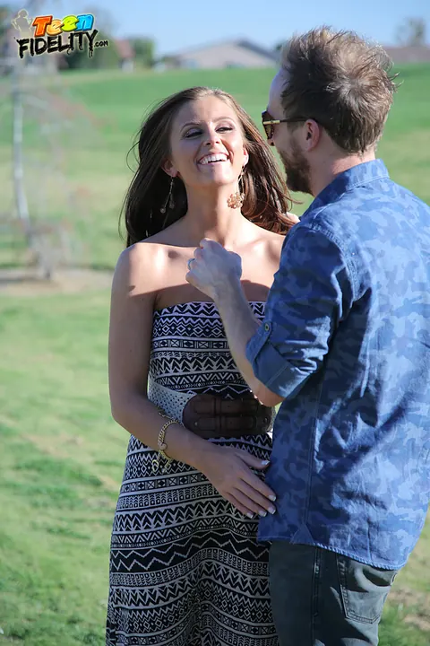 Whitney Westgate: Slim Busty Brunette Takes a Facial Outdoors – photo 1 of 16