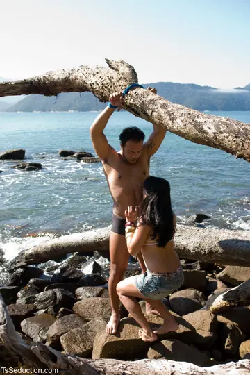 Trans Woman Sucks Cock and Gets Fucked in the Open Air