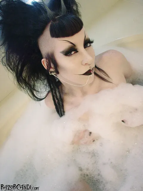 Razor Candi: Busty Brunette with Natural Tits Poses in the Bathroom – photo 8 of 15