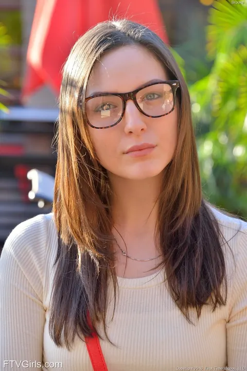 Pepper XO: Brunette with Glasses Strips Nude and Spreads Her Pussy in Public – photo 1 of 20
