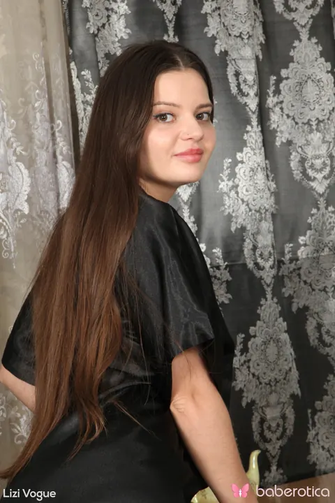Lizi Vogue: Brunette PAWG in Panties Plays with Her Hair While Undressing – photo 1 of 15