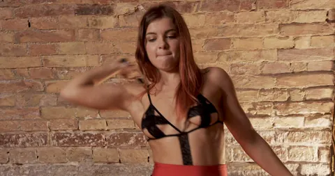 Renata Fox: Tattooed Redhead in a Dress Dominates Her Bound Partner in a Dungeon – photo 13 of 13