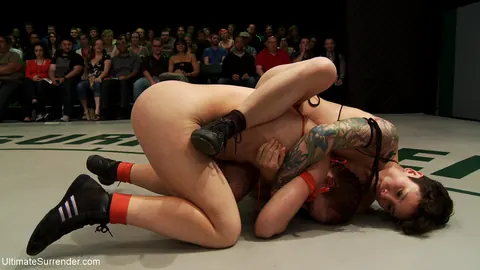 Audrey Rose: Blonde and Brunette in Bikinis Wrestle Nude with Bondage and Pussy Licking – photo 11 of 21