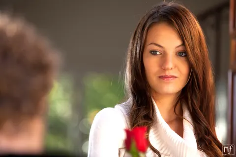 Alexis Venton: Brunette in a Mini Dress and Boots Kisses Her Man Outdoors – photo 12 of 16