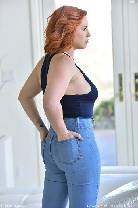 Edyn Blair: Redhead MILF in Jeans Reveals Her Big Tits and Spreads Wide – photo 4 of 20