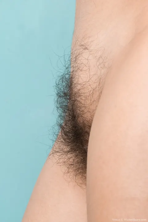 Venus: Thick Brunette Amateur with Hairy Pussy Spreads Her Labia in the Kitchen – photo 15 of 16