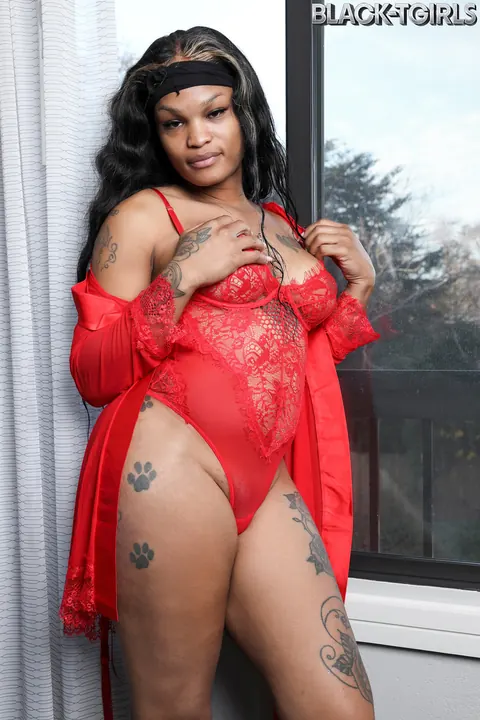 Thick Ebony Trans Mistress Strips in Dominant Tease – photo 2 of 16