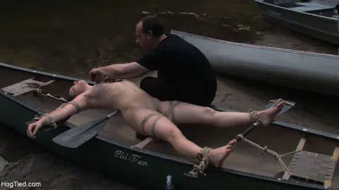 Brunette MILF with Natural Tits Hogtied and Uses a Dildo – photo 3 of 21