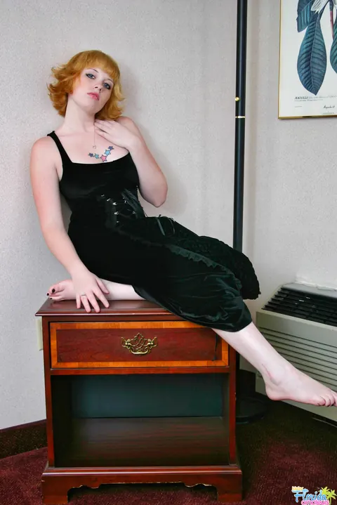 Short-Haired Redhead in a Dress Exposes Her Big Tits – photo 11 of 12