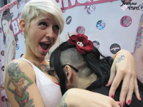 Joanna Angel: Tattooed MILFs in Boots and Glasses Kiss and Fool Around – photo 13 of 15