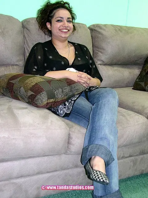 Lena Love: European BBW in Jeans Strips on the Sofa for a Casting – photo 7 of 21