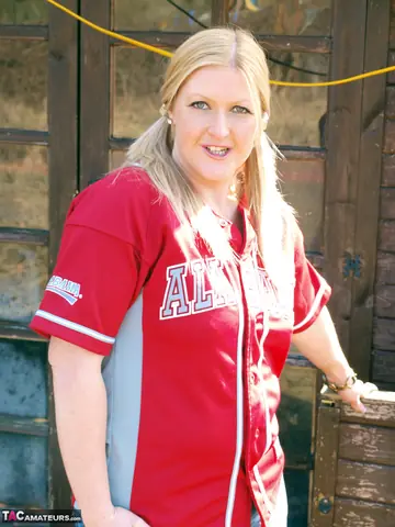 Thick Blonde MILF in Pigtails Gives a Blowjob Outdoors by a Cabin