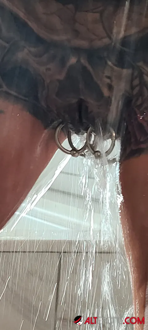 Marie Bossette: Tattooed MILF Shows Her Pierced Pussy in the Shower – photo 12 of 16