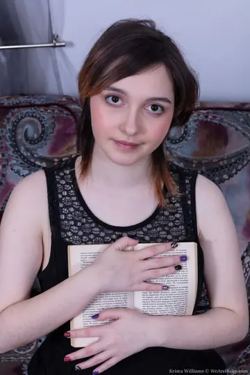 Busty Brunette Shows Her Hairy Armpits and Fingers Her Pussy