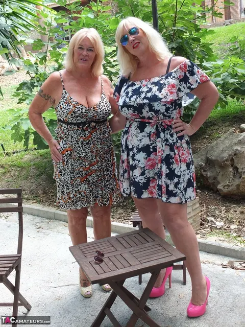 Mature Curvy Blonde Fingers and Licks Her Lover on the Patio – photo 3 of 16