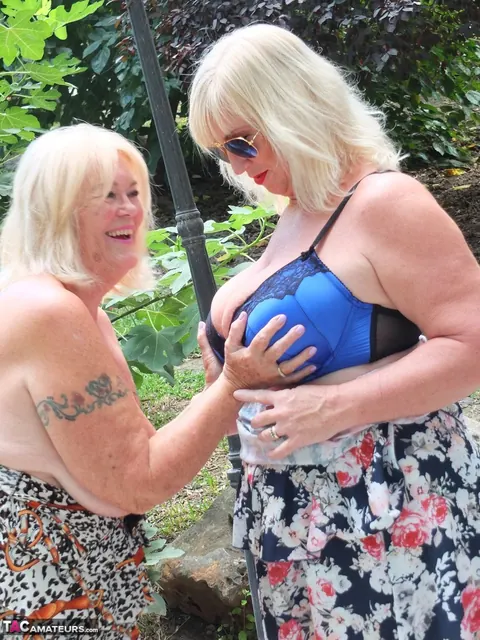 Mature Curvy Blonde Fingers and Licks Her Lover on the Patio – photo 12 of 16