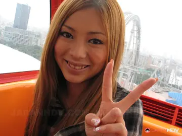 Busty Japanese Redhead Gives a Blowjob Outdoors